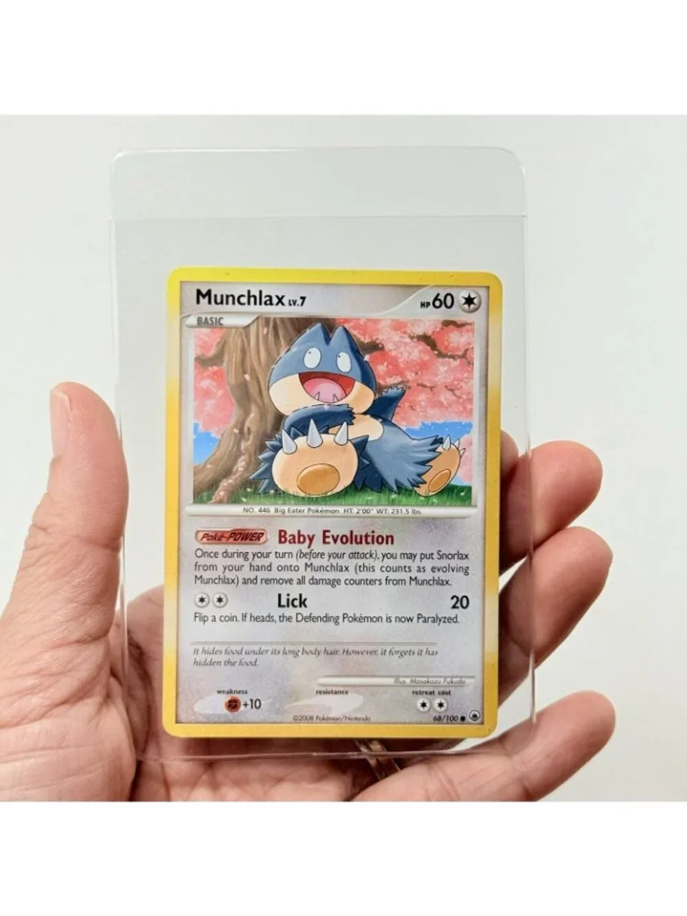 2008 Pokemon Card Munchlax 68/100 Majestic Dawn Common Basic Baby Evolution Lick